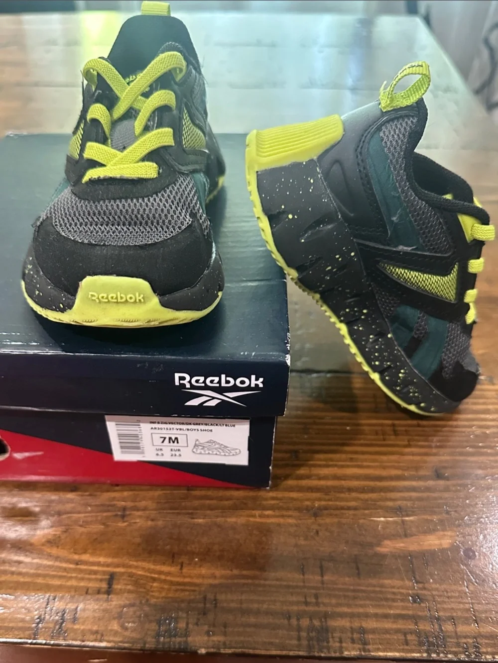 Reebok Kids Black and Neon Green